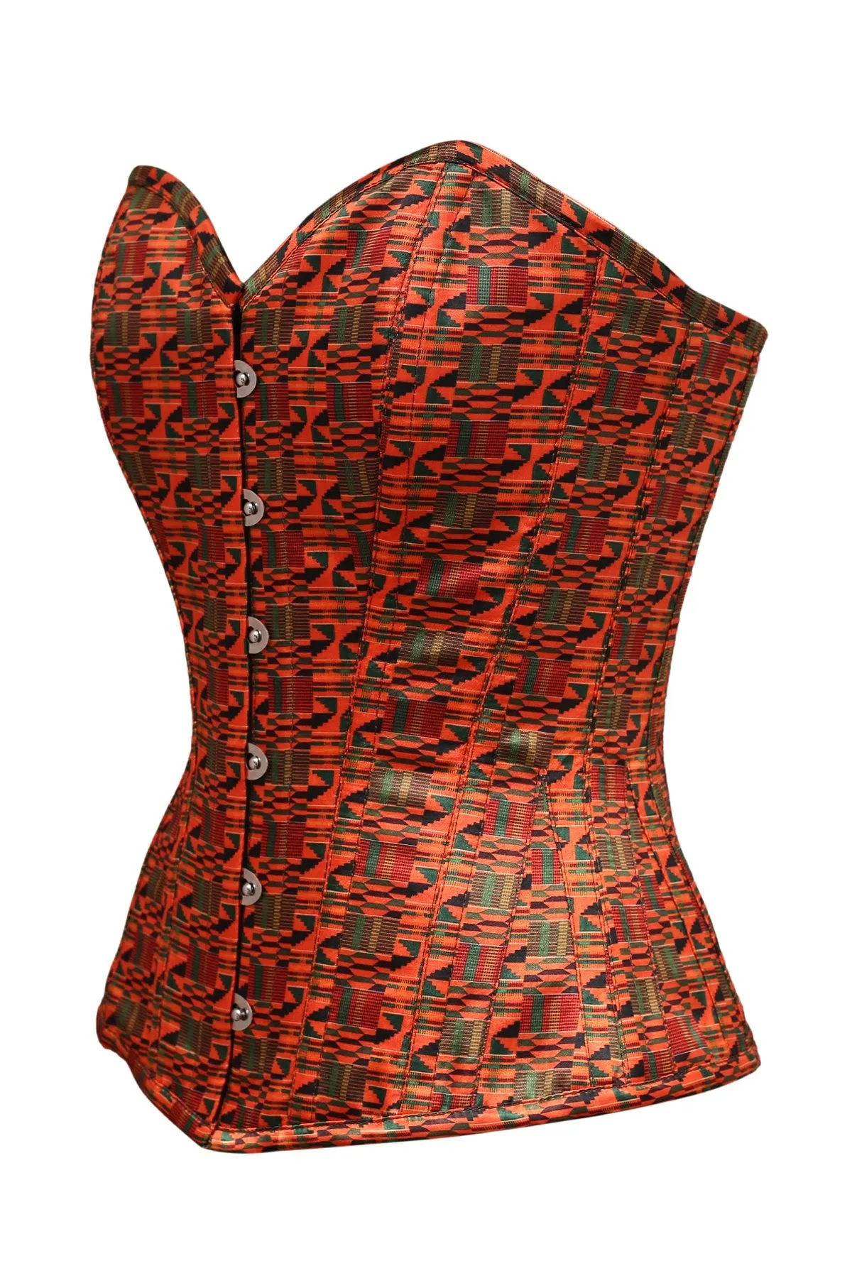Zill African Print Polyester Satin Overbust Corset