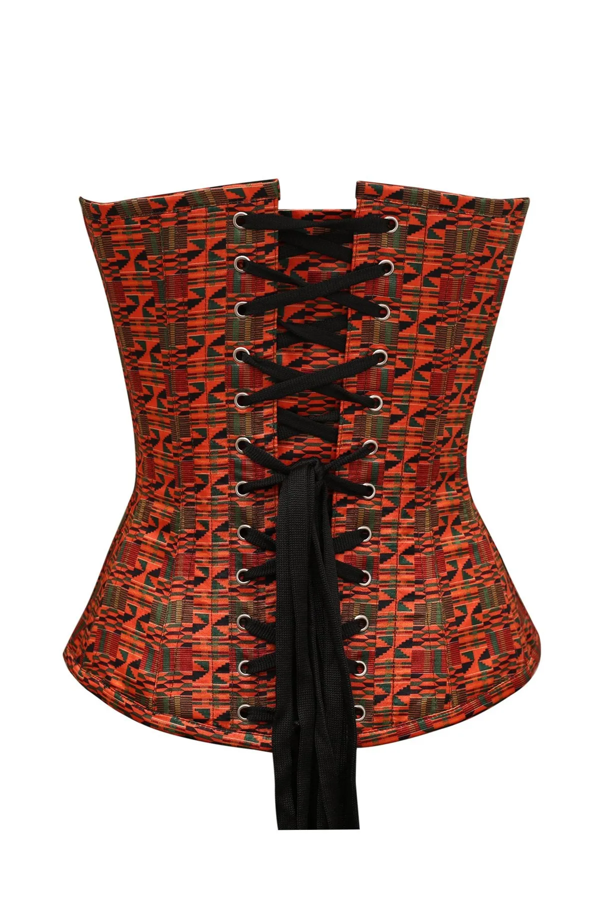 Zill African Print Polyester Satin Overbust Corset